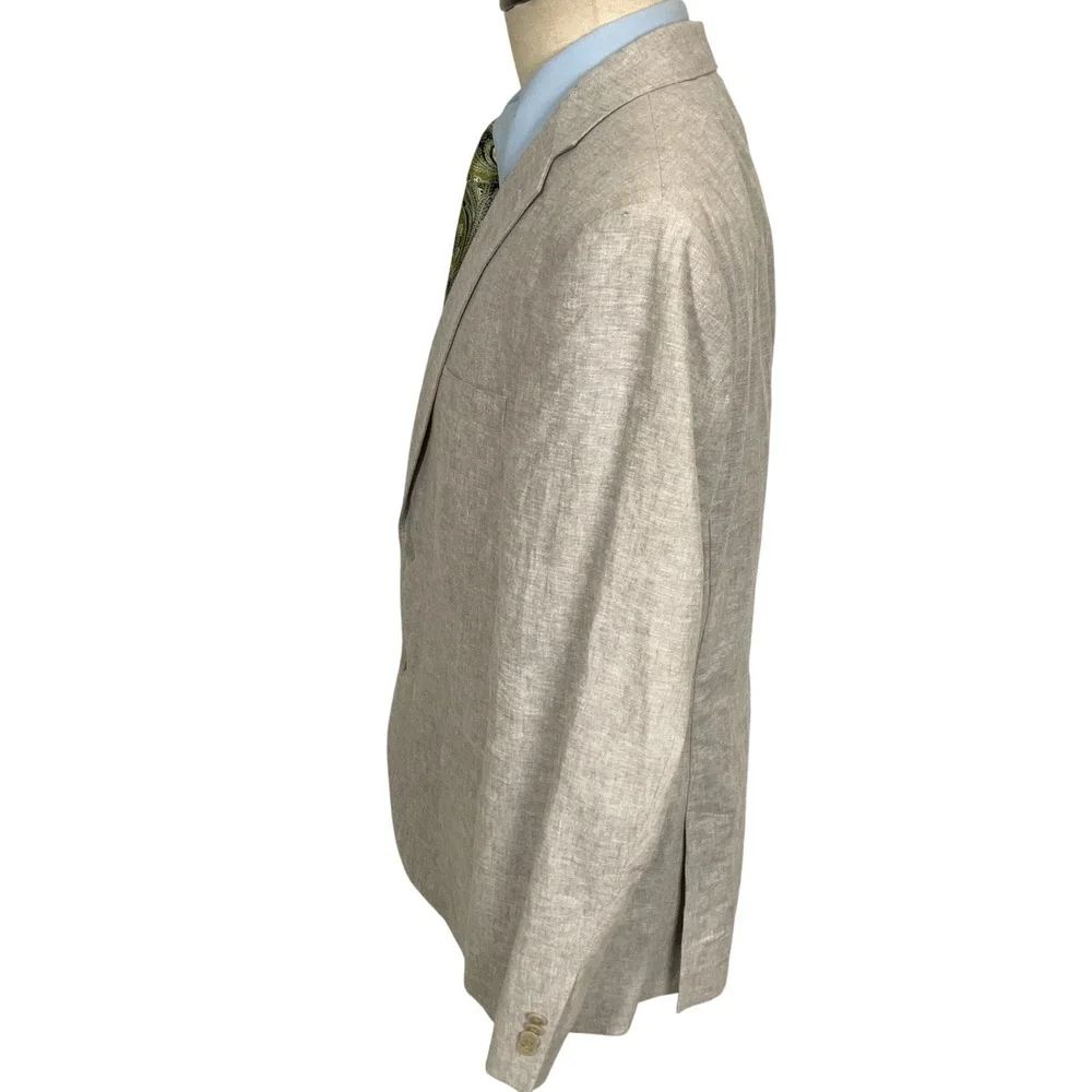 JOE Joseph Abboud Blazer Mens 46R Gray Slim Fit Spring Lightweight Linen Cotton
